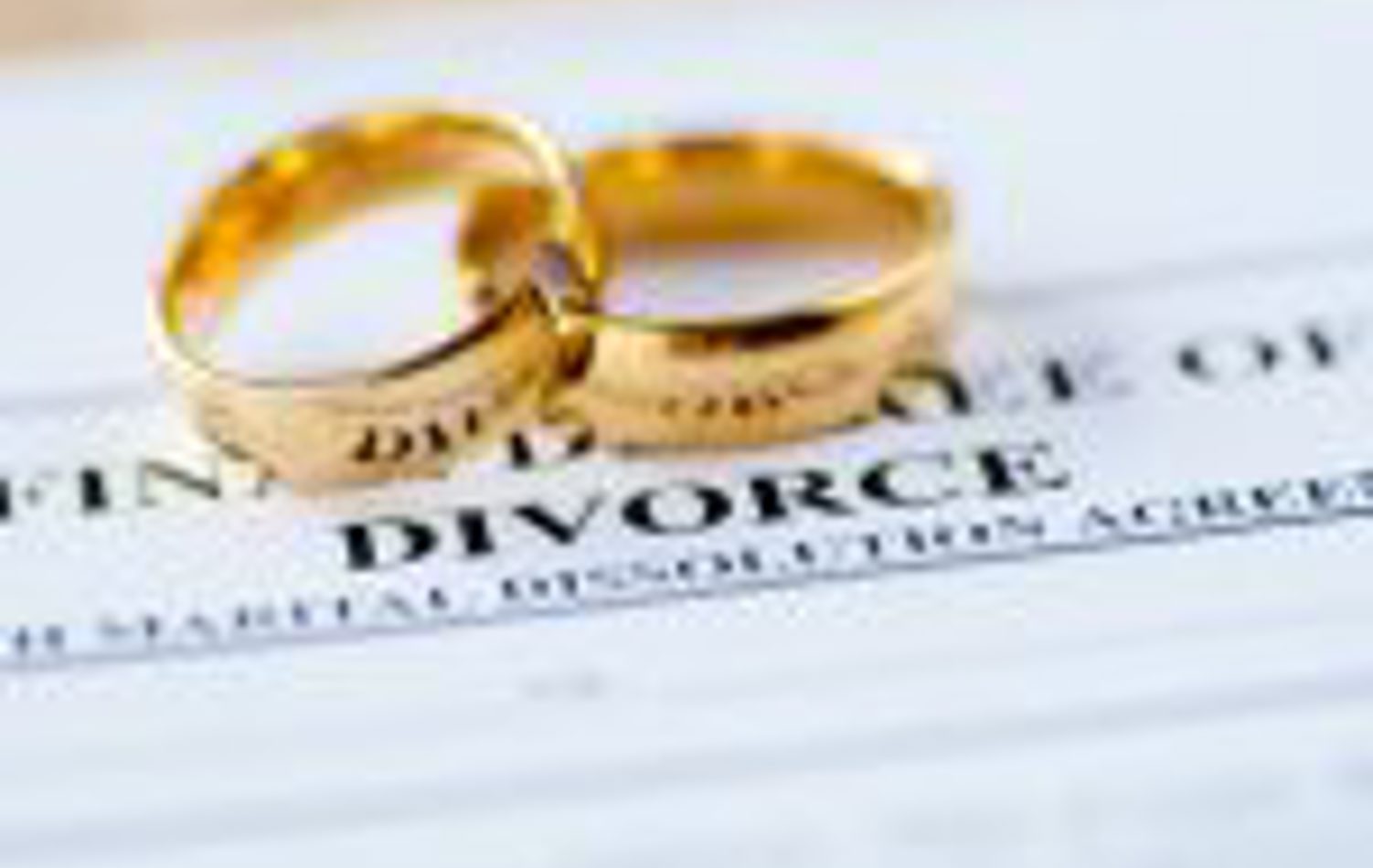 Two wedding rings and divorce papers
